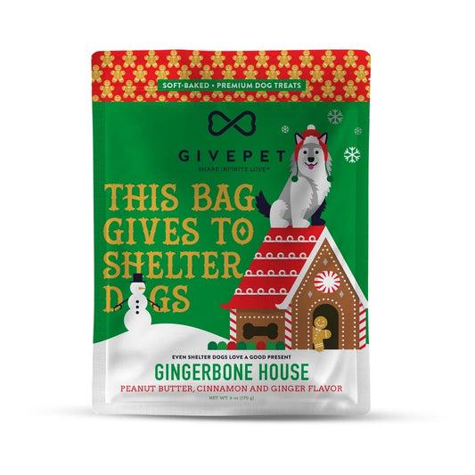 Gingerbone House Dog & Cat Holiday Treats | 6 Oz. Bag