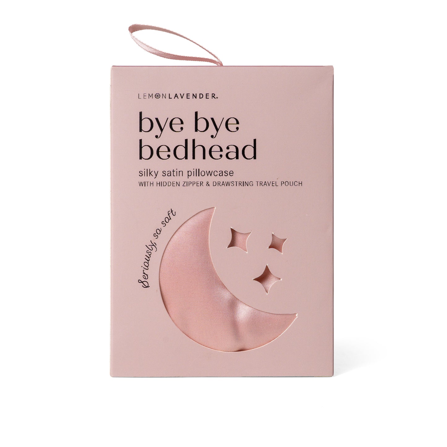Pink satin pillowcase packaging with moon and star designs VERY SOFT