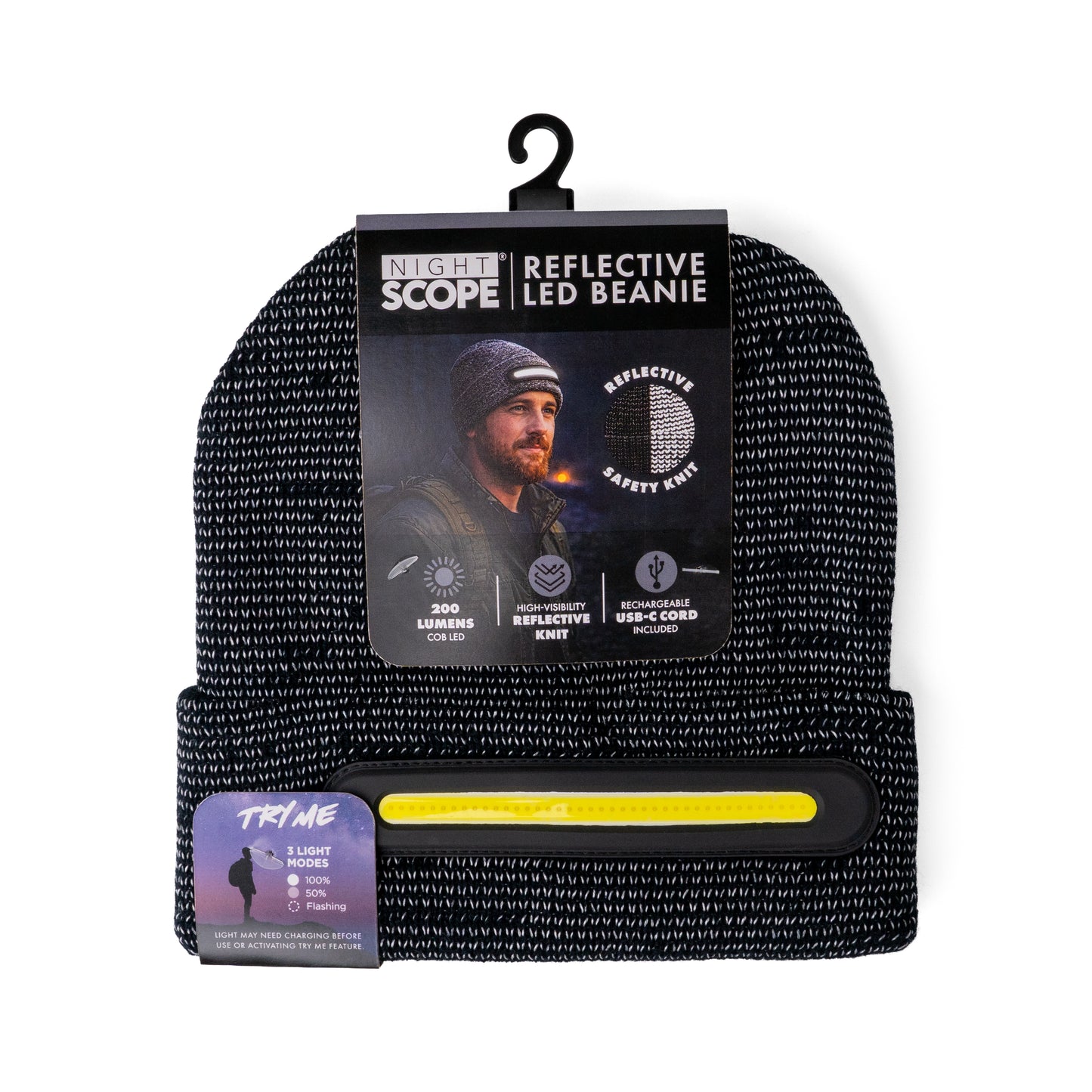 Night Watch Reflective Rechargeable LED Beanie