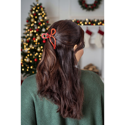 Xmas Bow What Fun Claw Clip