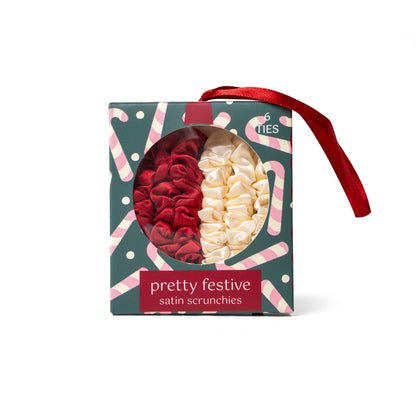 Xmas Pretty Festive Holiday Satin Scrunchies