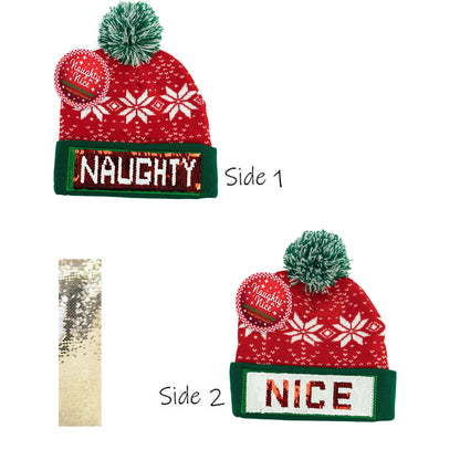 Naughty or Nice Sequin Pom Hat