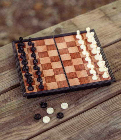 King Of The Hill Magnetic Travel Chess And Checkers Set