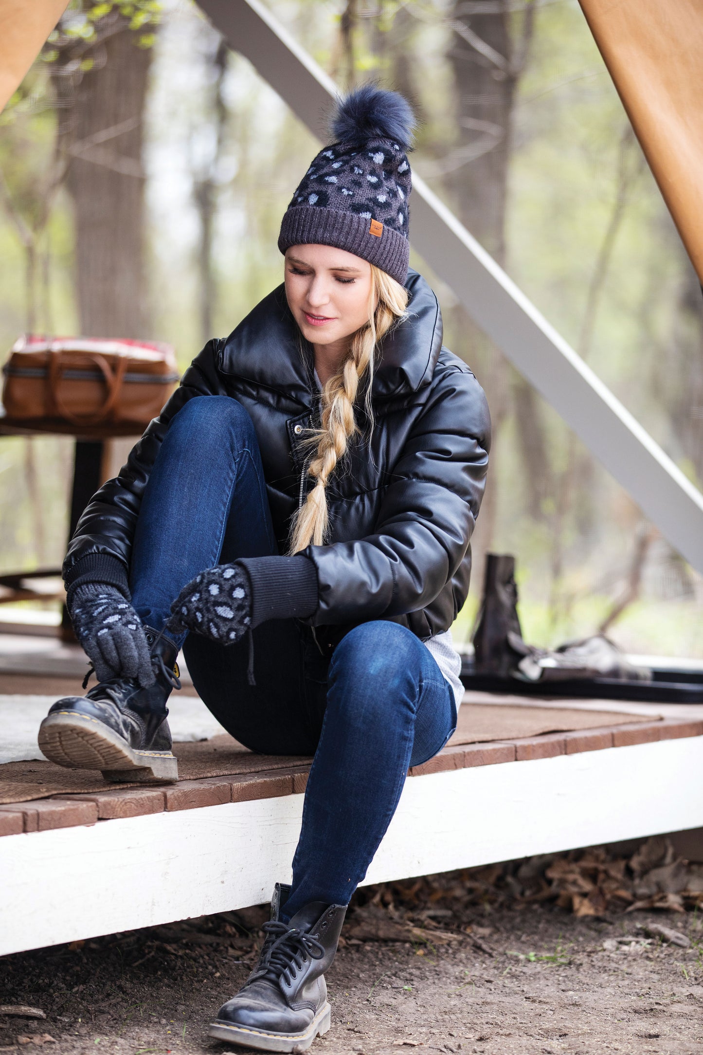 Snow Leopard Pom Hat