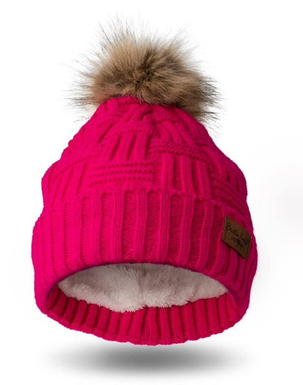 Plush Knit Hat w/Pom