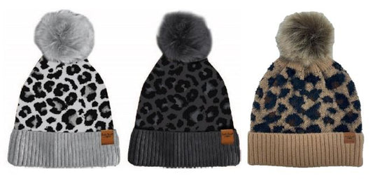 Snow Leopard Pom Hat