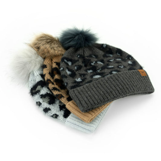 Snow Leopard Pom Hat