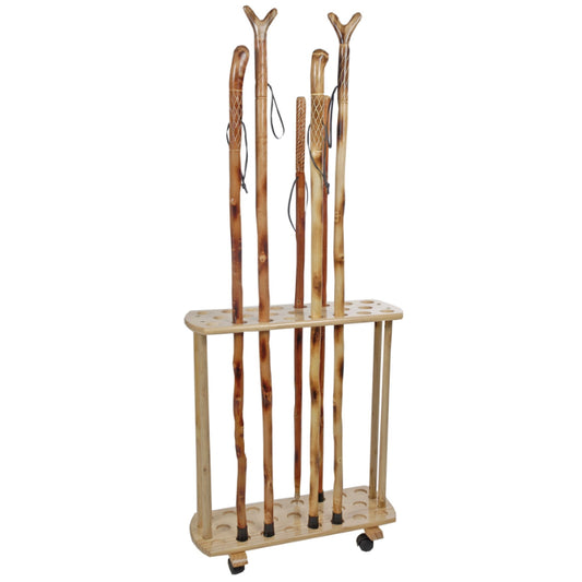 Rolling Wooden Walking Stick Display