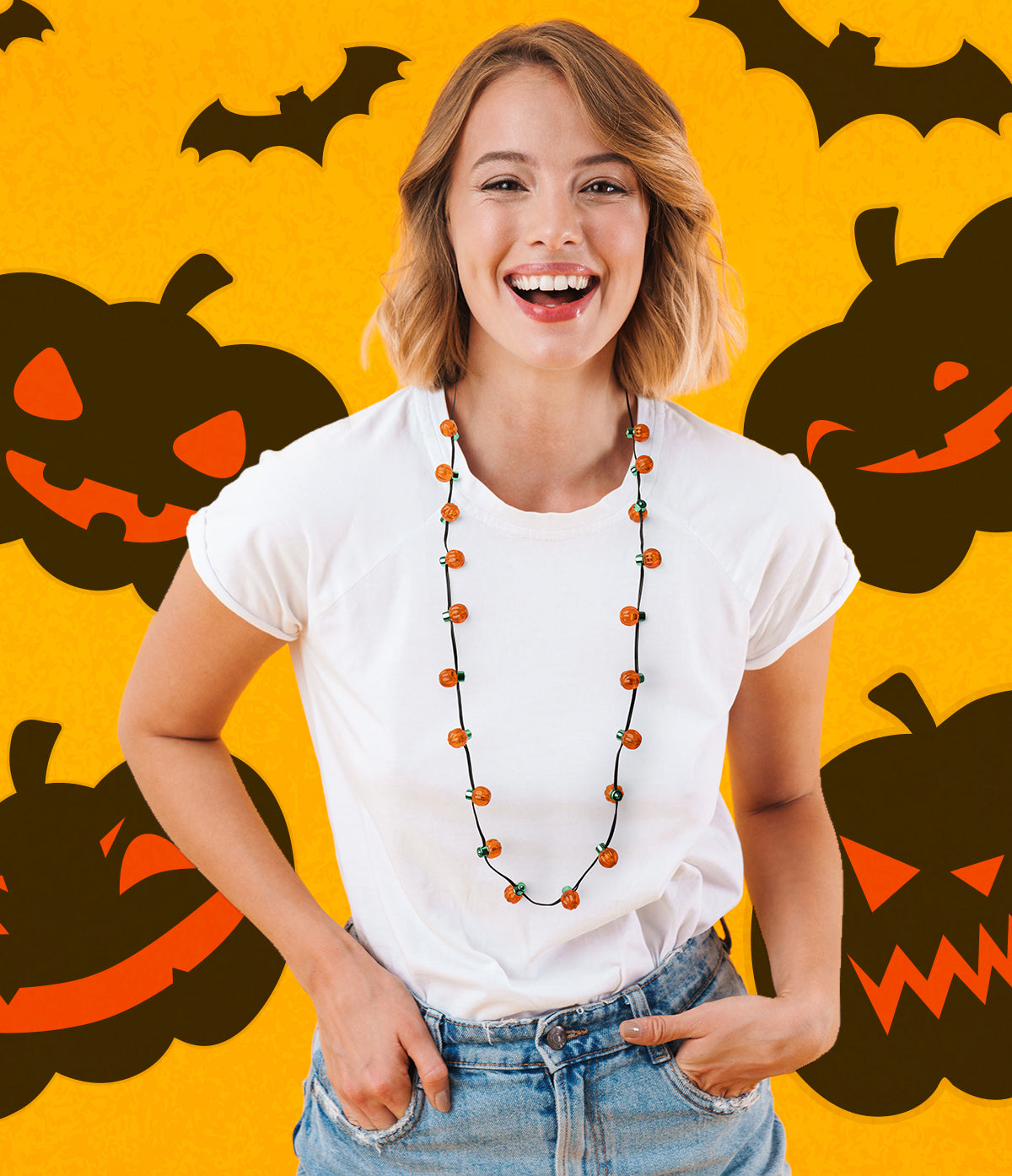 Spooky LITES! Light-Up Pumpkin Necklace