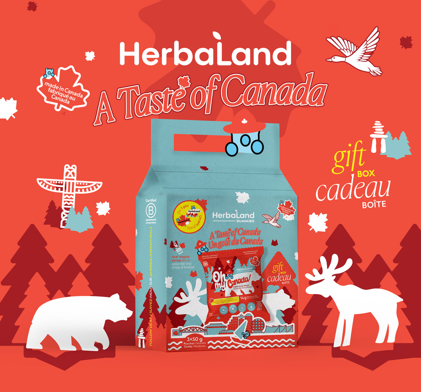 Souvenir Gift Box Oh My! Canada - Real Maple 4X50G & Pin