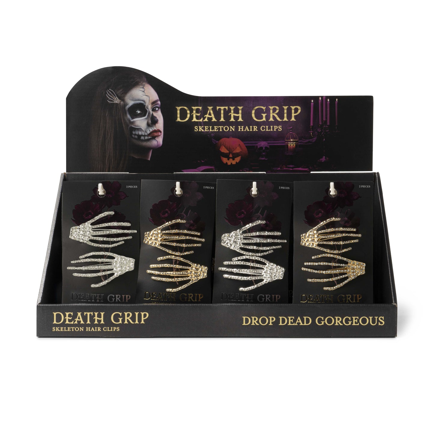 Death Grip Skeleton Hair Clips