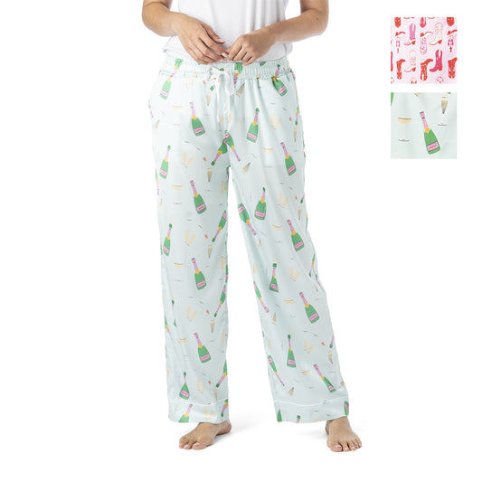 Boots & Bubbles Satin Pajama Pants