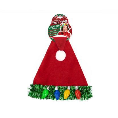 Tacky Tinsel Light-Up Santa Hat