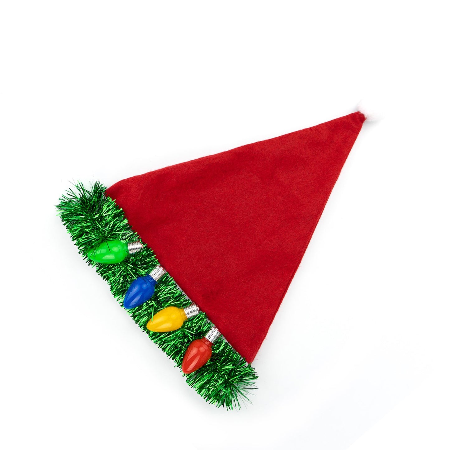 Tacky Tinsel Light-Up Santa Hat