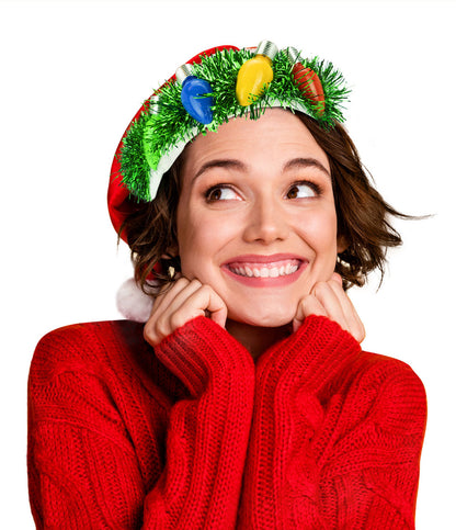 Tacky Tinsel Light-Up Santa Hat