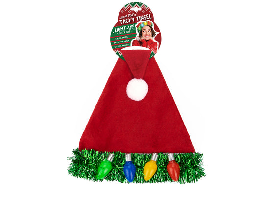 Tacky Tinsel Light-Up Santa Hat