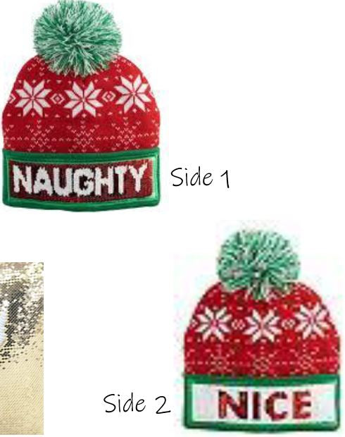 Naughty or Nice Sequin Pom Hat