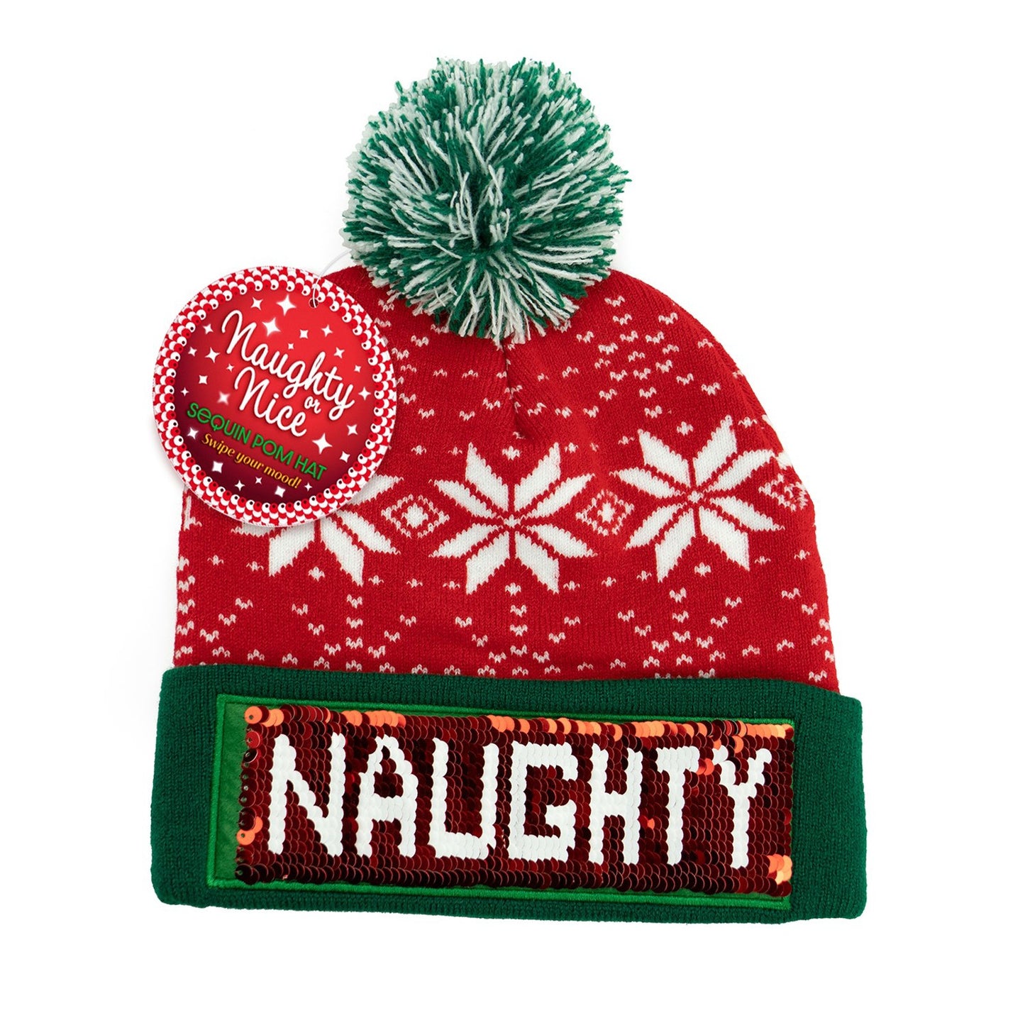 Naughty or Nice Sequin Pom Hat