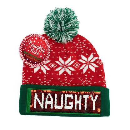 Naughty or Nice Sequin Pom Hat