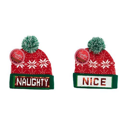 Naughty or Nice Sequin Pom Hat