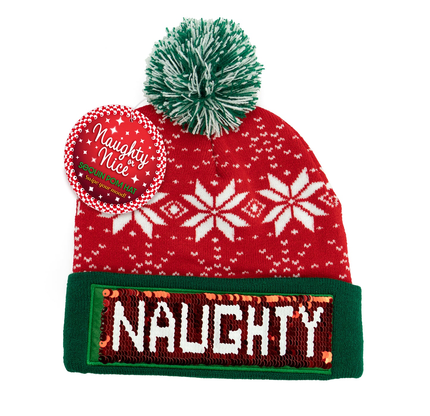 Naughty or Nice Sequin Pom Hat